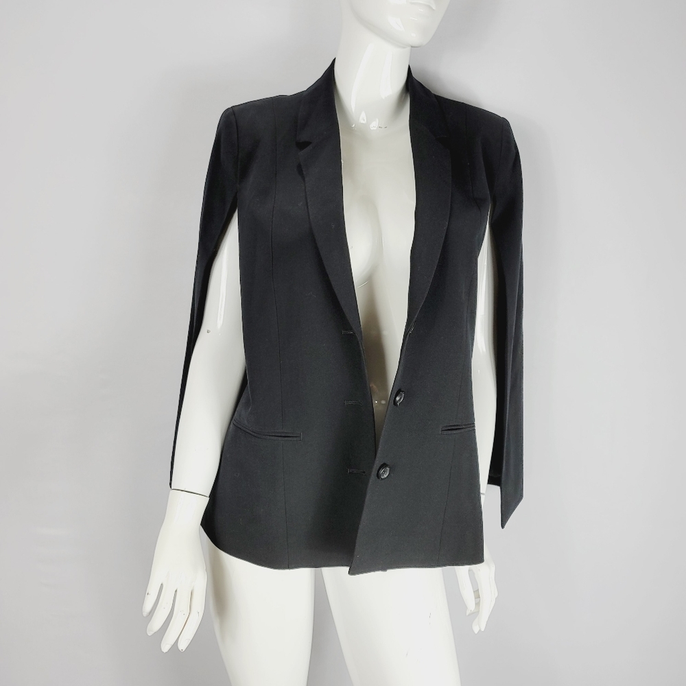 Eva Longoria Blazer Cape Notch Lapel Black Sz M
